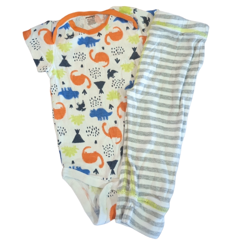 🍁2/$7🍁ONESIE Multicolor Dinosaur Stripes Print Outfit